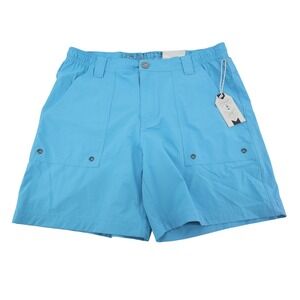 NEW Coast Fresh Angler Shorts Mens Medium Blue Ripstop‎ Fishing Cargo Utility 6"